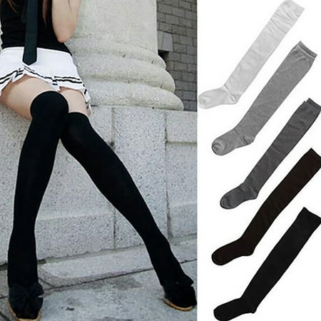 

Taluosi 1 Pair Thigh High Socks Japanese Style Attractive Cotton Women Long Boot Stocking for Daily Wear