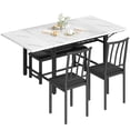 thumbnail image 6 of MIERES 4-Person Folding Kitchen Dining Table and Chair Set, 4-Person Dining Set, Marble-Look Dining Table, Extendable Dining Table Ideal for Small Spaces, White, 6 of 9
