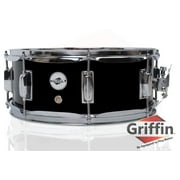 GRIFFIN Snare Drum Poplar Wood Shell 14" x 5.5" with Black PVC & Coated Head Acoustic Marching Percussion Musical Instrument Set with Drummers Key, 8 Metal Tuning Lugs & Snare Strainer Throw Off