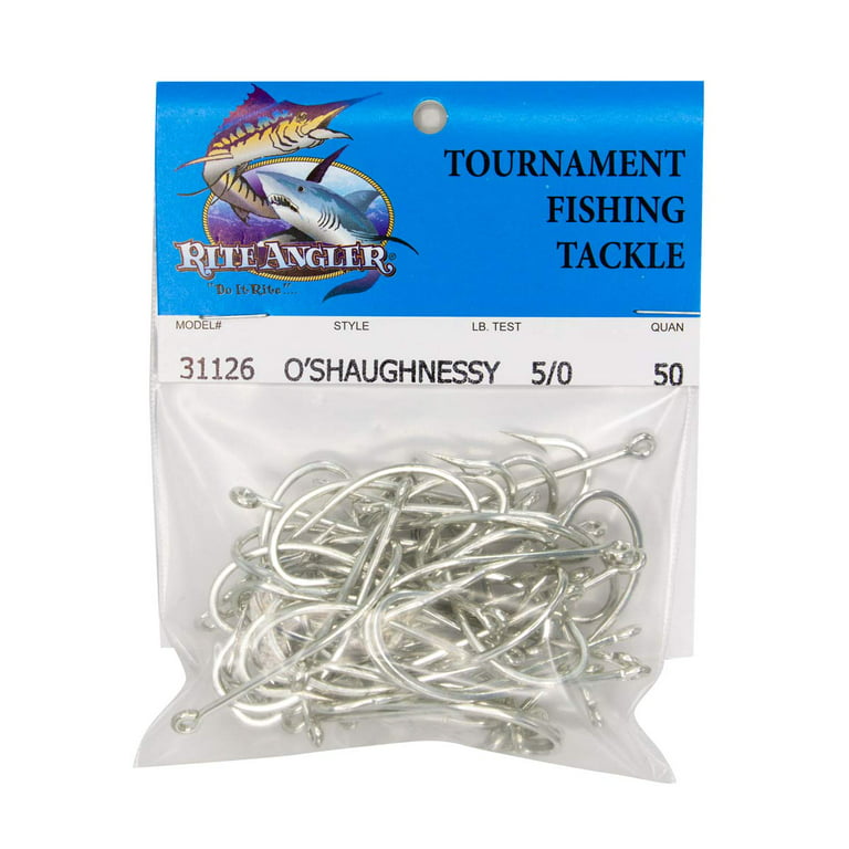 Rite Angler O'Shaughnessy Long Shank Hook #2, 1, 1/0, 2/0, 3/0, 4/0, 5/0,  6/0, 7/0, 8/0, 9/0, 10/0 Inshore Offshore Trolling Saltwater Fishing (50
