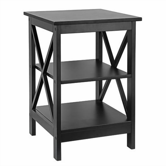SONGMY 24 inch End Table, Black with Storage Shelf X-Design Sofa Table