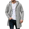 thumbnail image 7 of Men Winter Cardigan Jacket Hooded Button Mid Long Down No Zip Casual Long Sweatshirt Outerwear with Pockets Ribbed Cuffs, 7 of 7
