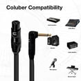 thumbnail image 3 of Unbalanced XLR Cable Female to Right Angle 1/4" TS - 50 Feet Black - Pro 3-Pin Microphone Connector for Powered Speakers, Audio Interface or Mixer for Live Performance & Recording, 3 of 7