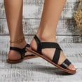 thumbnail image 6 of Sandals With Back Strap, Women's Flat Sandals, Women Flat Sandals, Strap Sandals, Women's Elastic Flat Sandals - Comfort Open Toe Elastic Ankle Strap Slip On Casual Walking Summer Shoes, Black 6.5, 6 of 7