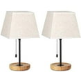 thumbnail image 7 of NEX Black Minimalist Bedside Lamps Pull Chain and Wood Base Set of 2, 7 of 7
