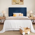 thumbnail image 2 of Amolife Twin Bed Frame, Modern Upholstered Platform Bed Frame with Adjustable Velvet Headboard, Heavy Duty, Dark Blue, 2 of 9