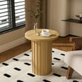 thumbnail image 3 of Farmhouse Pedestal End Table Round Side Table with Fluted Panel Rustic Drink Table for Small Space Living Room (Wood Color), 3 of 15