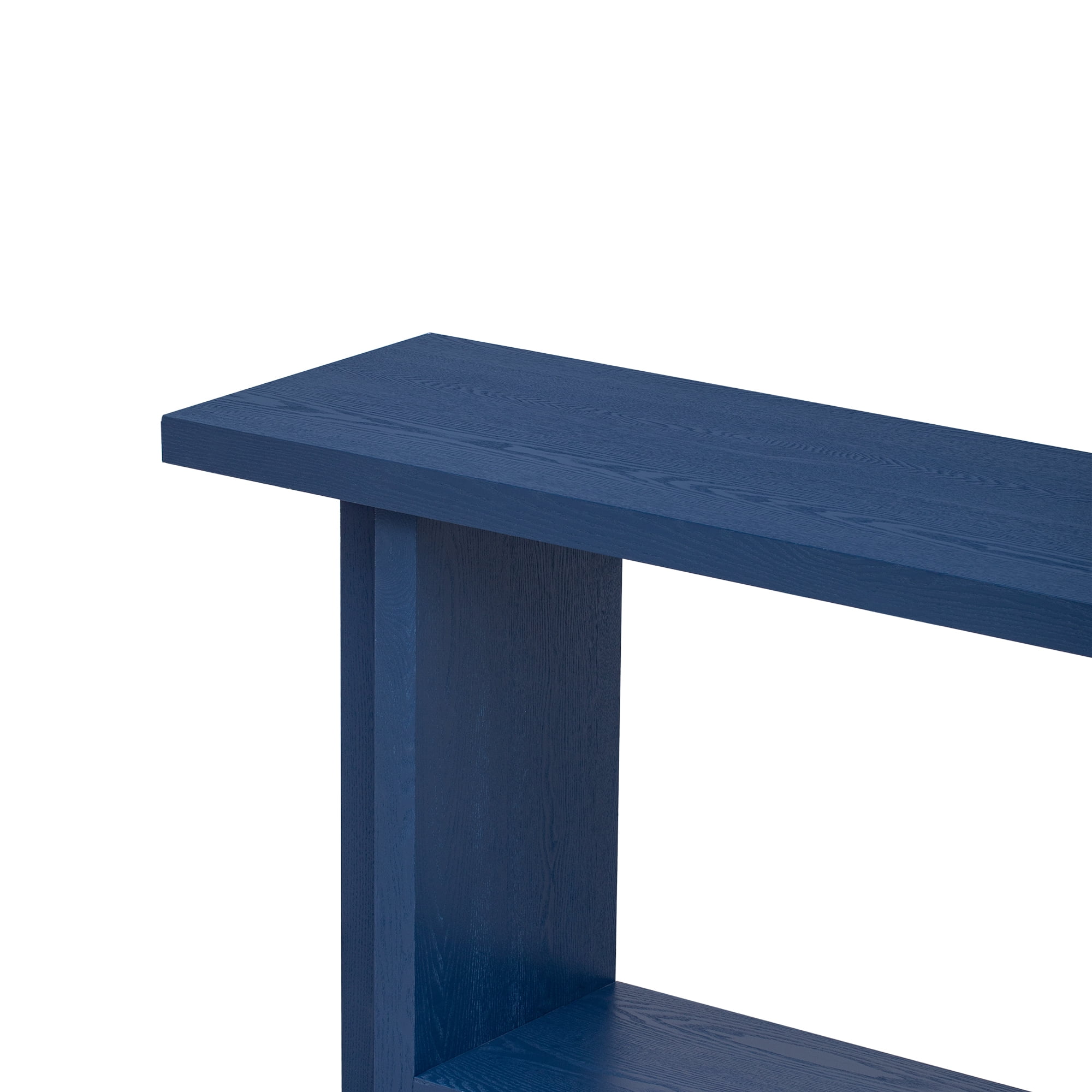 Euroco 60" Long Console Table, Retro Wood Entryway Table with T Shaped Legs and Bottom Storage Shelf, Sofa Table for Living Room, Entrance,Hallway, Foyer,Navy Blue