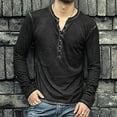 thumbnail image 3 of Awdenio Mens Distressed Henley Shirts Front Placket Retro Long Sleeve Tee Shirts Button Down T-Shirts for Men, 3 of 6