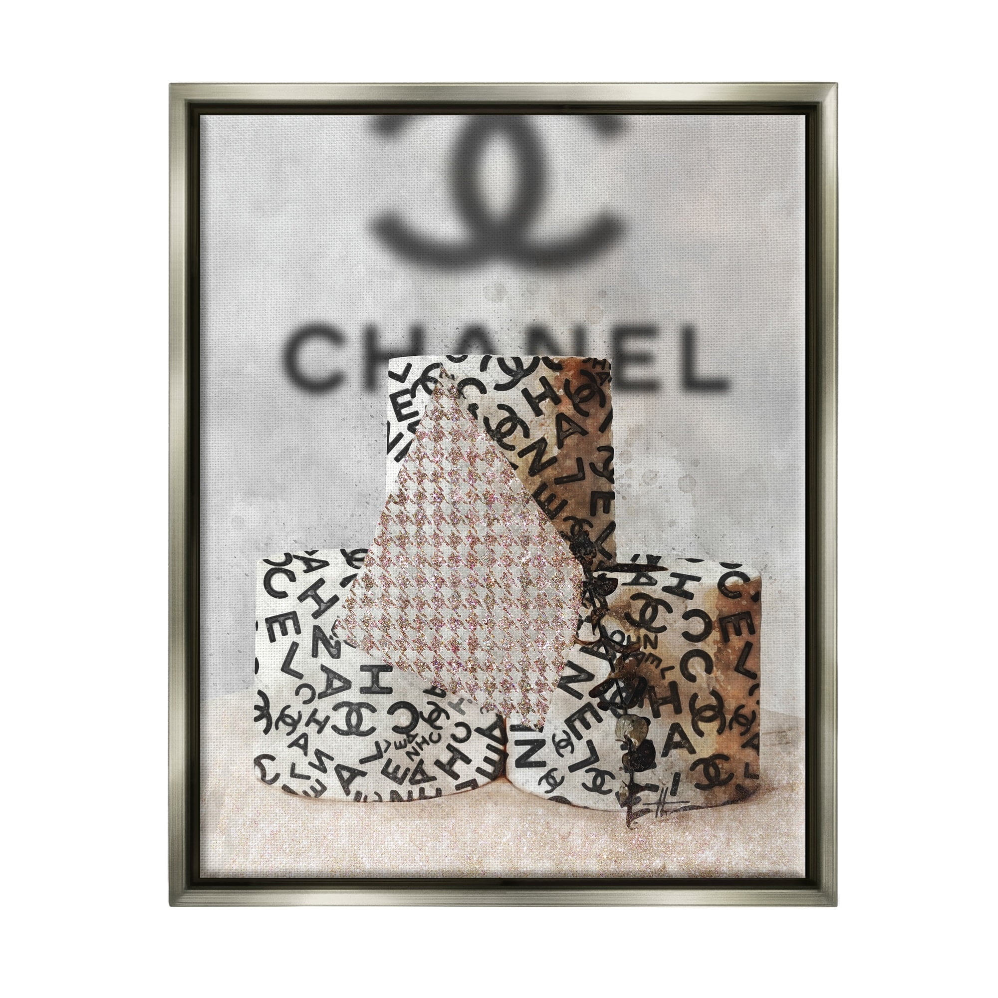 Stupell Industries Fashion Forward Toilet Paper Designer Detail Luster Gray Framed Floating Canvas Wall Art, 16x20, by Ziwei Li