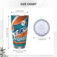 thumbnail image 4 of Taza térmica duradera de acero inoxidable 304 con tema del equipo de fútbol de los delfines con tapa y pajita Taza térmica de acero inoxidable de 20 oz Taza para automóvil Adecuada para bebidas frías, 4 of 8