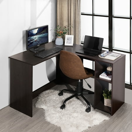 Ul Li L Shaped Corner Desk Large Workspace Legroom With Storage Easy Assembly To Clean Canada Ul Li L Shaped Corner Desk, Corner Desk Brown