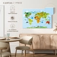 thumbnail image 5 of Elephant Stock Animals Of The World Wall Art - Horizontal Canvas Wall Art - Kids Room Wall Decor - Map Canvas - Green And Blue Decor - 45" x 30", 5 of 8