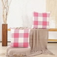 thumbnail image 5 of Pink Buffalo Plaid Couch Pillow Covers 18x18 Set of 2 Outdoor Hot Pink Decorative Farmhouse Checkered Linen Throw Pillow Covers 18 x 18 for Bed Room Couch Patio and Yard, 5 of 6