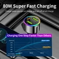 thumbnail image 4 of Car Charger Adapter, 4-Port 85W Fast Car Charger USB C, Cigarette Lighter Auto Charger Flush Compatible Samsung, Tablet, iPhone, iPad, LG, Automobile, Car Accessories for Women Men, 4 of 9