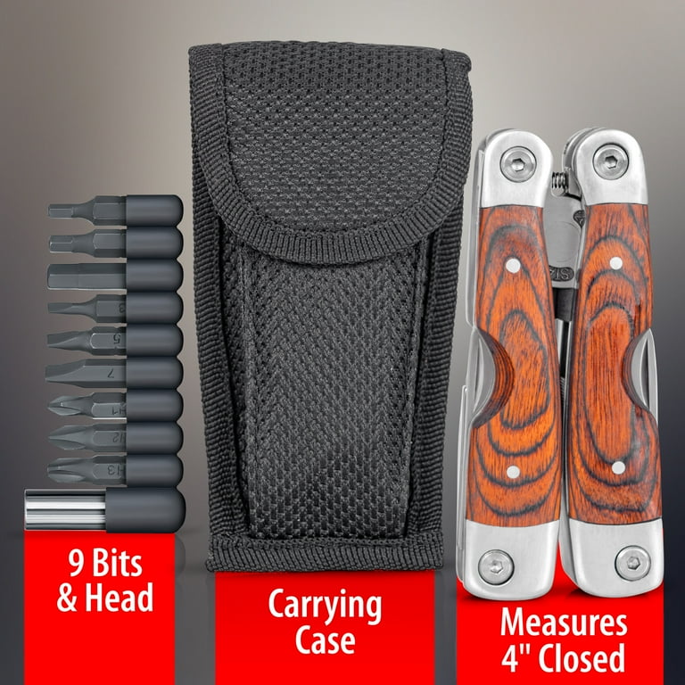 Maxam Wood Handle Stainless Steel Multi-Function Pocket Knife