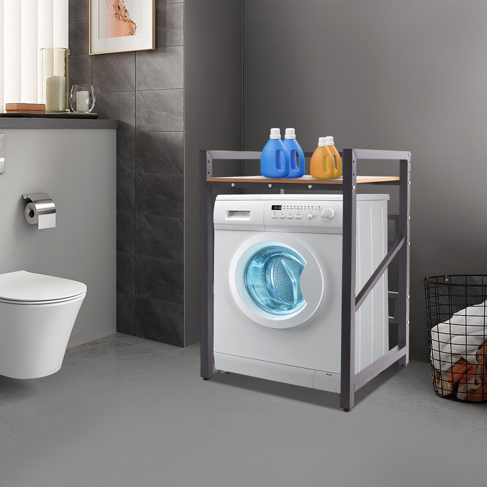 Washer Dryer Stacking Rack Stand, Heavy Duty Washing Machine Shelf, Washer&Dryer Stacking Rack with Adjustable Design