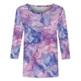 thumbnail image 4 of Jsaierl Womens 3/4 Sleeve Tops Casual Crew Neck Shirts Dressy Print Petite Blouses Classic Holiday Tunic Top S-2XL, 4 of 5