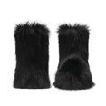 thumbnail image 2 of Women Y2K Faux Fur Short Boots Black, Fluffy Furry Warm Snow Boots Comfortable Outdoor Flat Shoes, 2 of 6