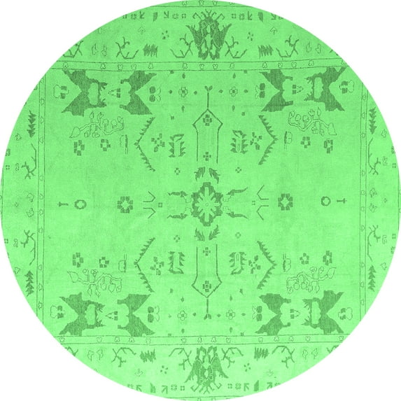 Ahgly Company Indoor Round Oriental Emerald Green Traditional Area Rugs, 6' Round