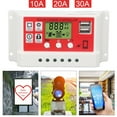 thumbnail image 3 of Solar PWM Charge Controller with LCD Display, Dual USB Outputs, 12V/24V 30A, Compatible with Lithium & Acid Batteries, Overcurrent & Short Circuit Protection, 3 of 7
