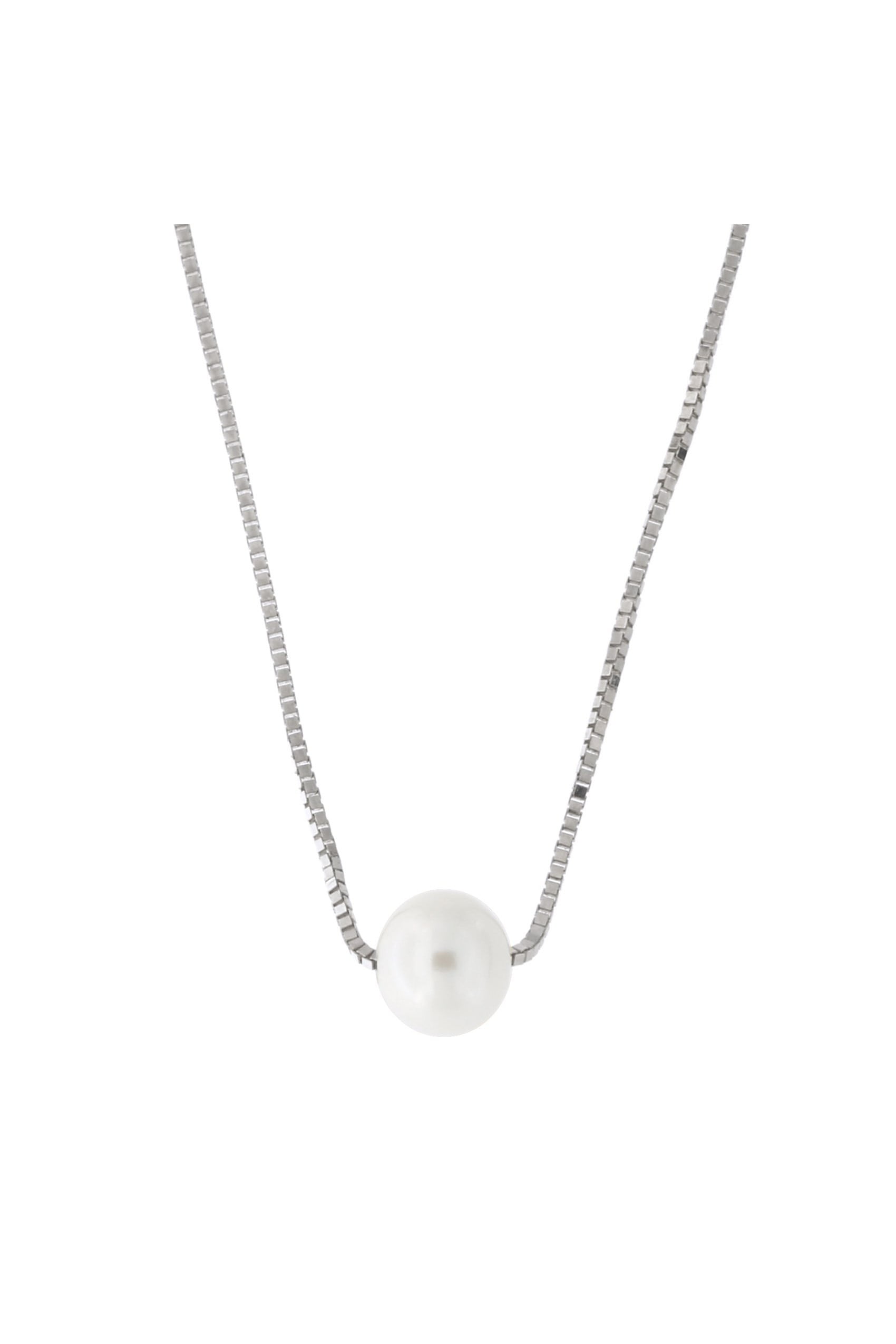 14k Yellow//White Gold Solitaire 5mm Freshwater Cultured Pearl Pendant Necklace