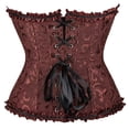 thumbnail image 4 of Women's Bustiers & Corsets Top Corselet Gothic Lingerie Bustier Floral Lace Up Plus Size Costume Satin Brown XL, 4 of 7