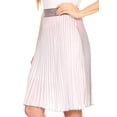 thumbnail image 3 of Sakkas Amira Accordion Pleated Midi Crepe Slim Skirt with Elastic Waist - Grey/pink - One Size Regular, 3 of 5