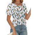 thumbnail image 3 of Camisetas AURUZA para mujer, mangas cortas, elegantes, informales, plisadas, camisas de verano, con cuello redondo, túnicas, a la moda, 3 of 7
