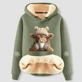 thumbnail image 2 of Christmas Sweatshirts For Women, Ugly Christmas Sweater Women Highland Cow Hoodies Fleece Sherpa Lined Pullover Tops, 2 of 3