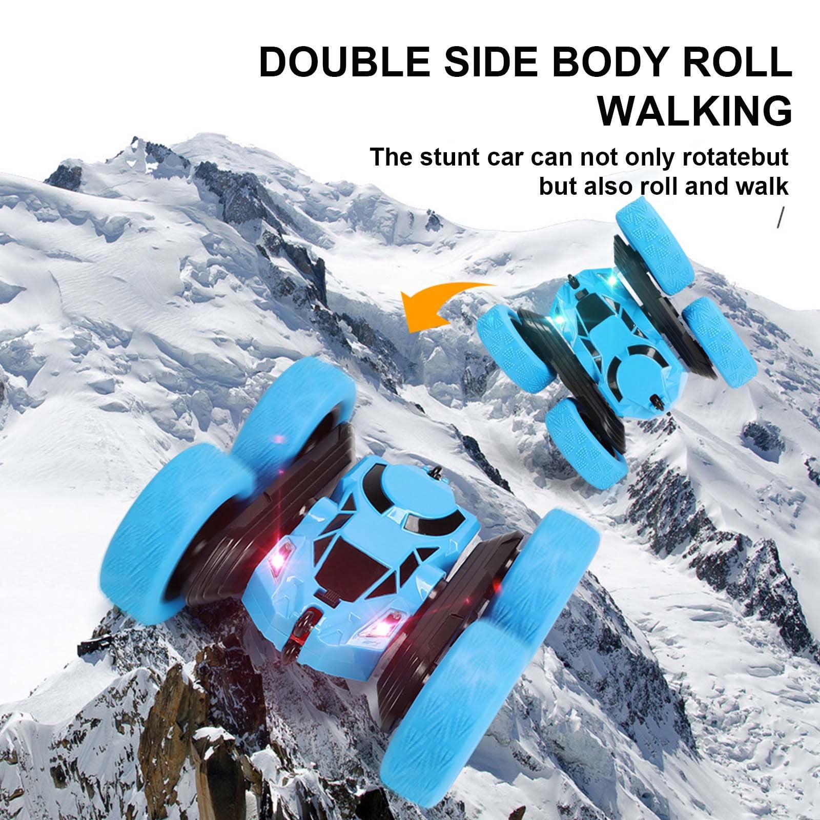 Blue Blue Rechargeable 360° Rotating Rc Stunt Car Double Sided Tumbling Vehicle With Led Lights Remote Control Toy