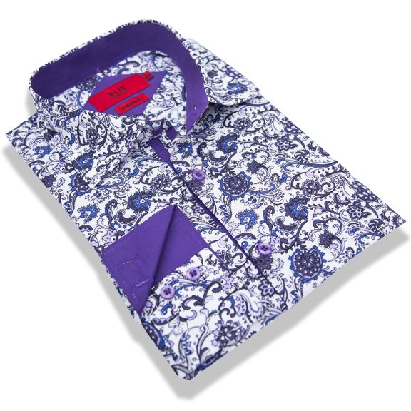 Elie Balleh Purple Purple Leaves Men Shirt
