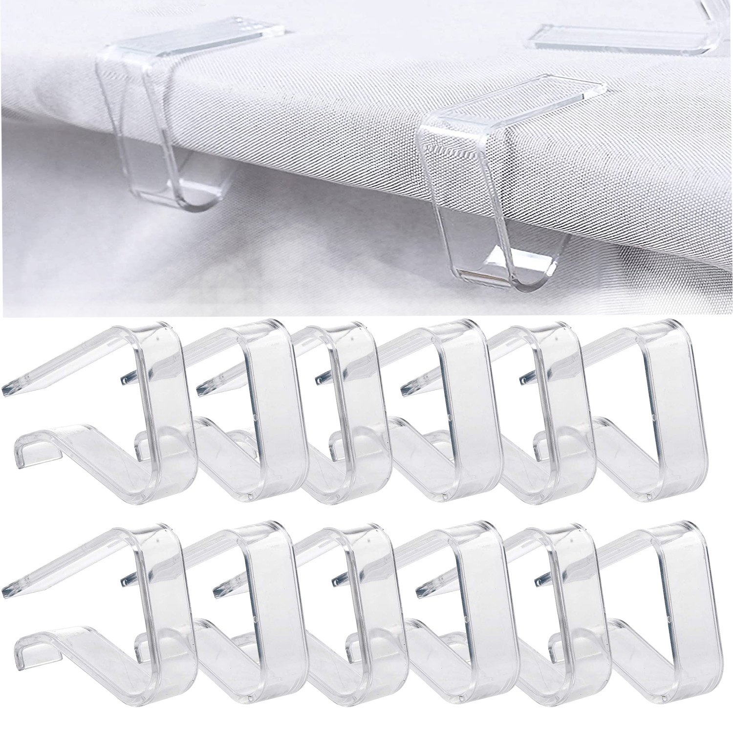 Saim 60 Pcs Clear Plastic Table Cloth Clip Picnic Table Cloth Clamps