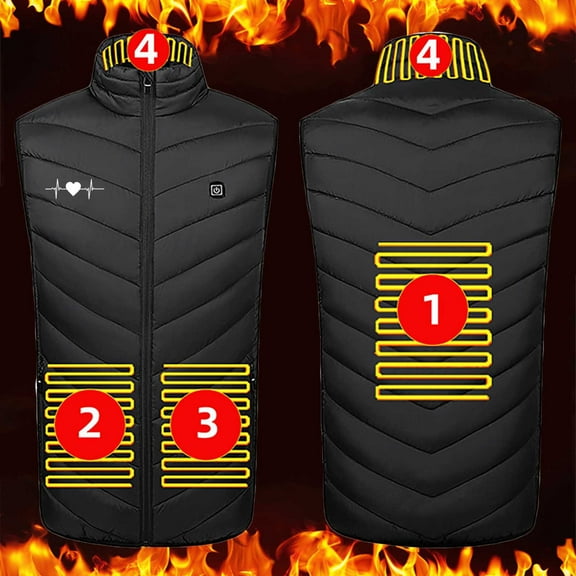 guisaled Heated Vest for Men Women Plus Size Warm Lightweight Puffer Vest 2024 Winter Thermal Winter Outdoor Heated Jackets Clearance $5