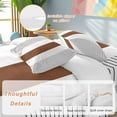 thumbnail image 2 of Boho Brown Bedding Duvet Cover Set Twin Size 4 Pieces Striped Tribal Farmhouse Style Bedding Set with Zipper Closure, 1 Comforter Cover 68x86 Inches 1 Flat Sheet & 2 Pillow Cases, 2 of 7