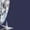 Navy, variant on Men Mirror Silver Liquid Chrome Elf Sculpture Head Star Piercing Ears Crew Neck T-Shirt, Y2K Cyber Fantasy Poly Cotton Casual Short Sleeve Tee