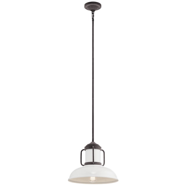 Kichler 44302WZC Transitional One Light Pendant from Jenson Collection in Bronze/Dark Finish, Weathered Zinc