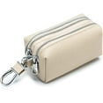 thumbnail image 1 of Genuine Leather Car Key Case,Unisex Double Zipper Keychain Wallet Coin Purse Bag with Metal Hook, 1 of 5