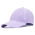 thumbnail image 3 of Men Quick Dry Baseball Cap,Laser Cut Mesh Ball Curved Brim Snapback Hat,Summer Adjustable Performance Hat,Breathable Perforated Baseball Cap,6 Panel Baseball Cap,Sun Protection Light Violet A, 3 of 3