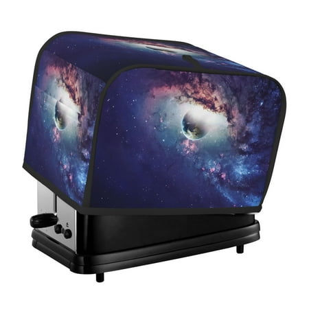 

KLL Planets Stars And Galaxies Print 2 Slice Toaster Dust Covers Kitchen Small Appliance Cover with 2 Pockets Can hold Jam Spreader Knife & Toaster Tongs (11.4 x 7.9 x 7.5)