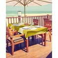 thumbnail image 2 of Hokiten Outdoor Tablecloths with Umbrella Hole & Zipper, Yellow Stripes 60 x102 Inch Rectangle Tablecloths, Retro Farmhouse Gradient Ripple Pattern Waterproof Table Cloth, Patio/Pool Table Covers, 2 of 7