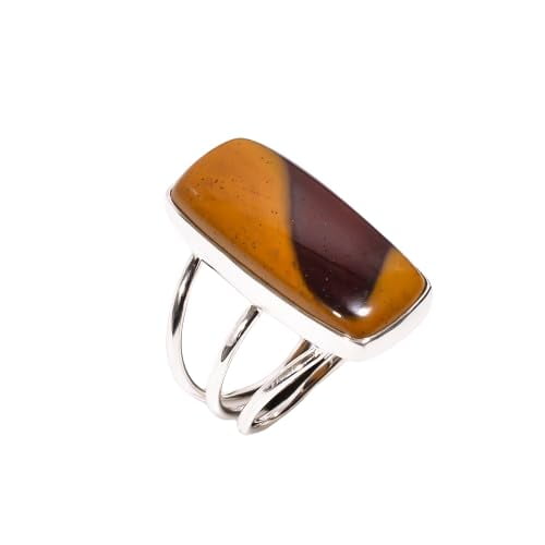 Natural Mookaite Jasper Gemstone 925 Sterling Silver Statement Ring for Men and Women