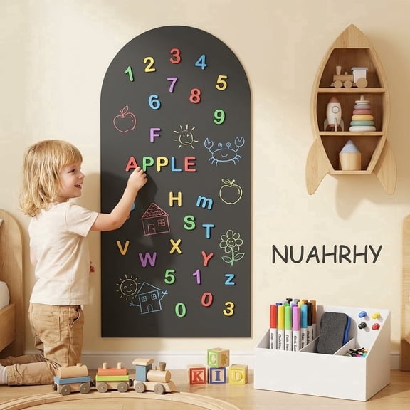NUAHRHY Magnetic Arch Wall Decal 39.3"x17.5" Chalkboard, Magnet Board for Wall with 26 Letters&10 Chalk and Multiple Accessories for Home Playroom and Classroom