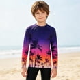 thumbnail image 2 of lnmuld Kids Sun Protection Shirt Boys Girls Long Sleeve Rash Guard UPF 50+ UV Swim Shirt Unisex Toddler Youth Print Tee Purple,5-6 Years, 2 of 6