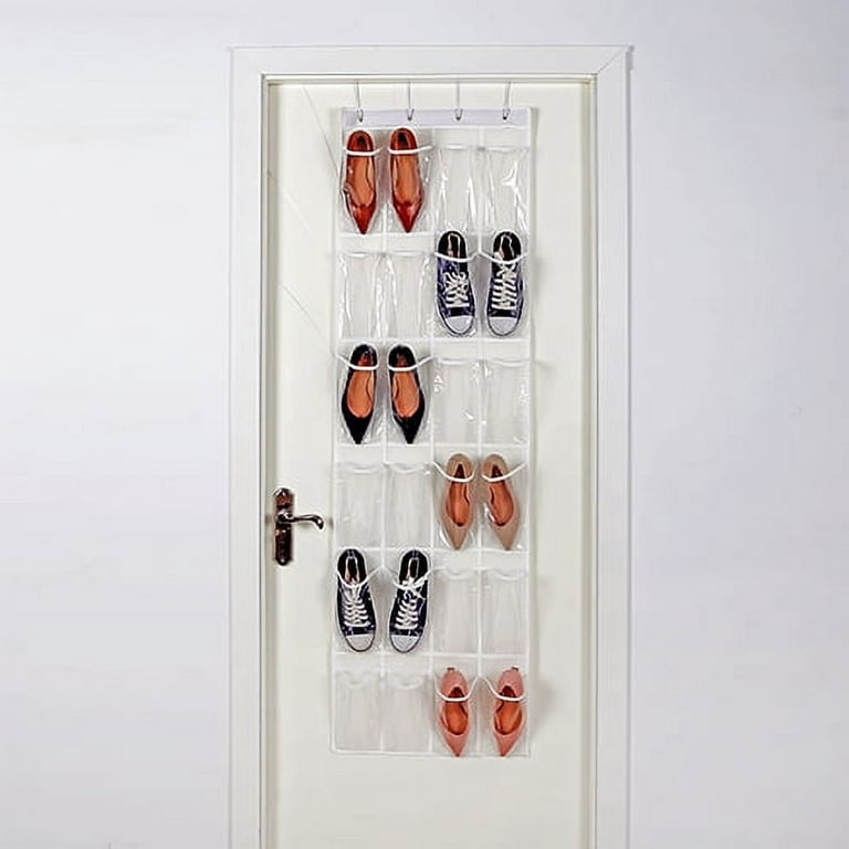 US 1-2 Pack 24 Wide Pockets Over the Door Shoe Organizer Hanging Shoe  Holder PVC