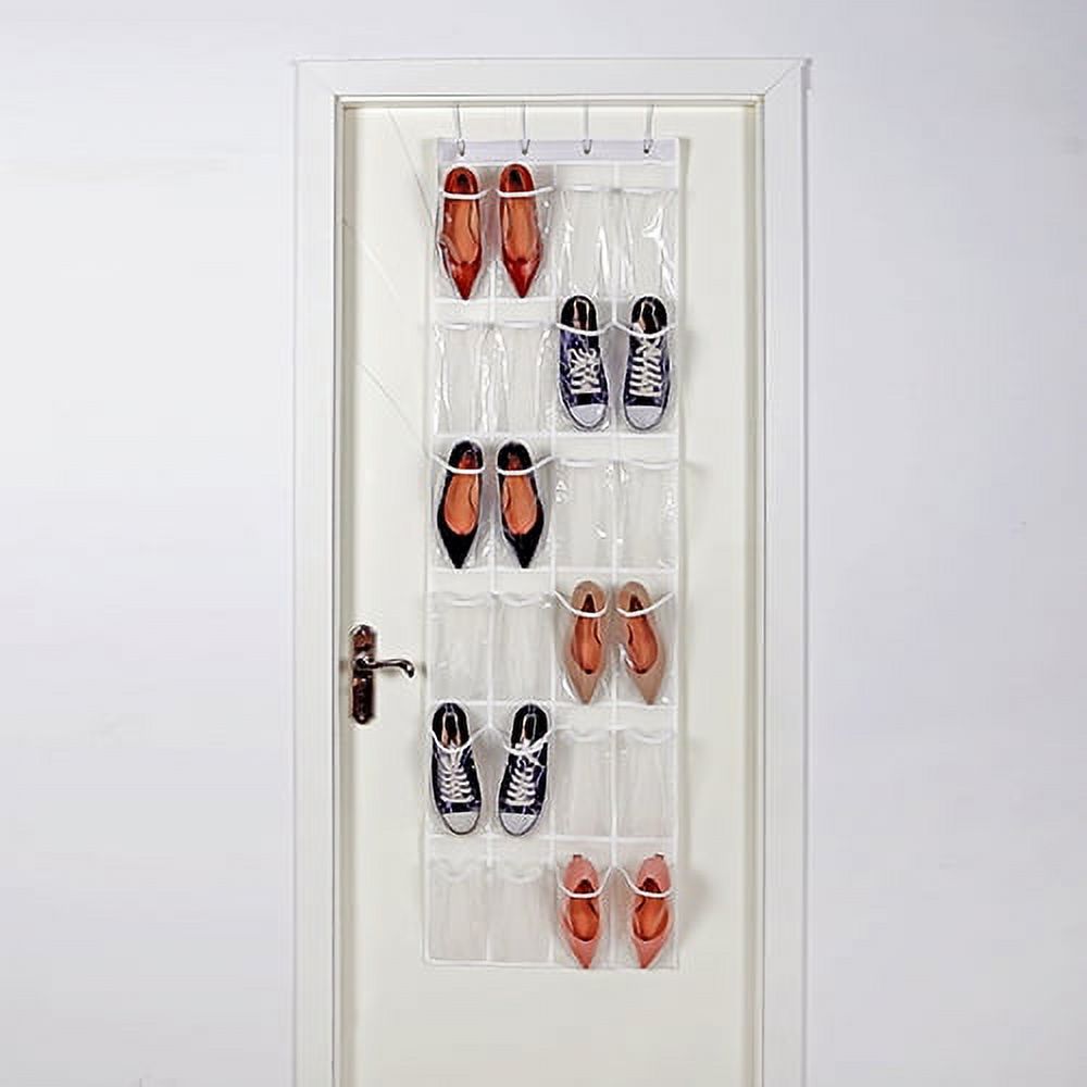 Mainstays 24 Pocket over the Door Non Woven Closet Shoe Organizer, Arctic White, Adult and Kids - image 2 of 8