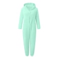 thumbnail image 4 of Rotm Pajama Onesie for Women Womens Onesies Pajamas One Piece Hooded Adult Pajama Jumpsuit Winter Fuzzy Sleepwear Mint Green,4XL, 4 of 5