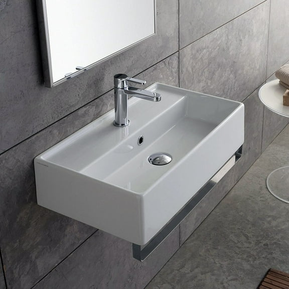 Nameeks 5003-Tb-One Hole Scarabeo 31-1/2" Ceramic Wall Mount Bathroom Sink - White