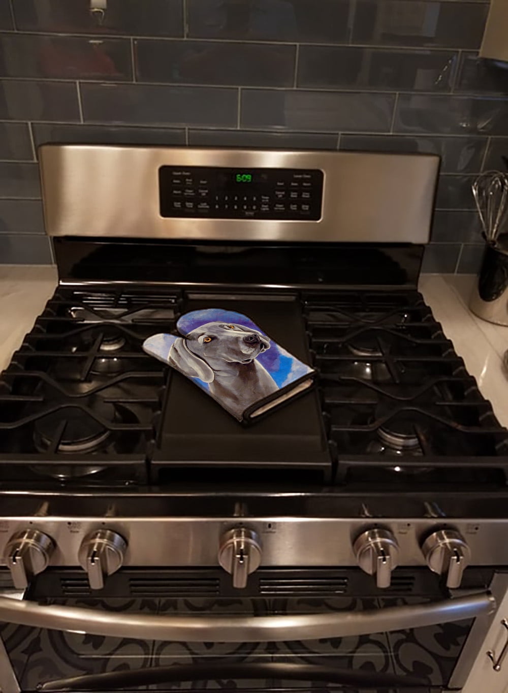 Weimaraner Azure Skies Oven Mitt