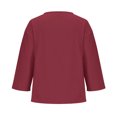 thumbnail image 5 of AherBiu Plus Size Tops for Women Button Notch V Neck 3/4 Sleeve Cotton Linen Lightweight Summer Shirt Blouse, 5 of 6